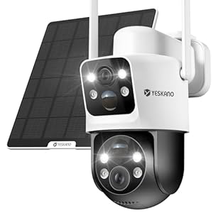 YESKANO 6MP Überwachungskamera Außen Solar, 60° PTZ Kamera Überwachung mit Dual-Objektiv, K Kabellos WLAN Kamera Outdoor, Dual PIR, arbnachtsicht