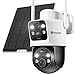 YESKANO 6MP Überwachungskamera Außen Solar,360° PTZ Kamera Überwachung mit Dual-Objektiv,2K Kabellos WLAN Kamera Outdoor, Dual PIR,Farbnachtsicht