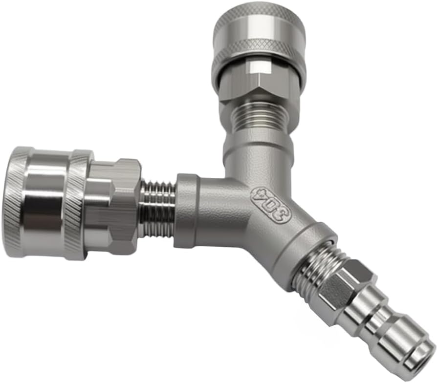 beduan 304 Stainless Steel 1/4 Pressure Washer Tee Splitter Coupler Quick Connect Two Gun to One Power Washer