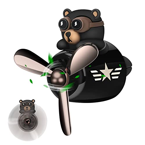 Dreafly Cartoon Bear Pilot Pilote Air Ferrinisseur d'air Automobile Ventilateur, Diffuseur d'aromathérapie pour Voiture, Automobile Air Sortie Ventilateur Diffuseur, Aromatherapy Ornement Cover