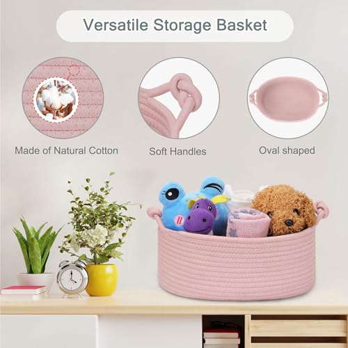 Image of COMSE Small Gift Basket Empty with Bag & Ribbons, Solid Dusty Pink