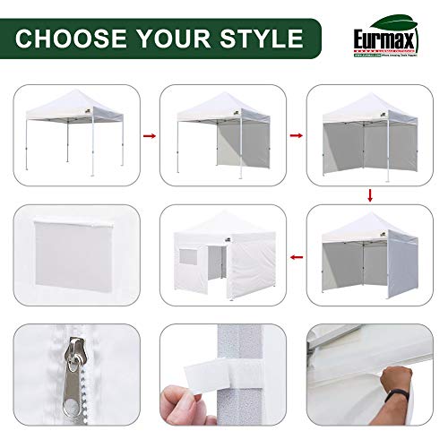 Image of Eurmax USA 10x10 Pop Up Canopy Tent,Commercial Tent with Patented No-Tip Rolling Bag,4 Zippered Removable Walls,UV & Water Resistant Canopy Top,Heavy Duty Outdoor Gazebo,Instant Shelter(Field Green)