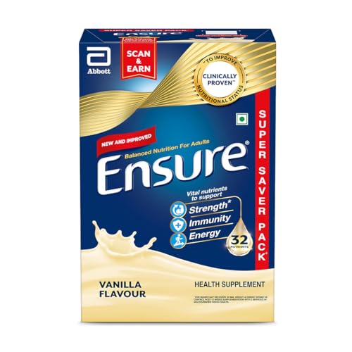 Ensure No 1 Nutritional Supplement Drink in the world, 32 nutrients High Protein,Calcium,Vit D, Vanilla 950g/1kg, Wt may vary, Powder, 1 count, 35 ser