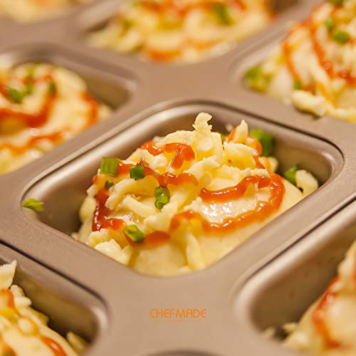 Chefmade Brownie Cake Pan, 12-Cavity Non-Stick Square Muffin Pan Blondie Bakeware For Oven Baking (Champagne Gold) #TOP2