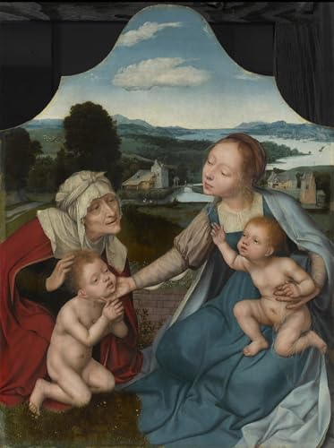 Pintura mural en lienzo de la Virgen y el Niño, una obra maestra de Metsys en 60x90cm