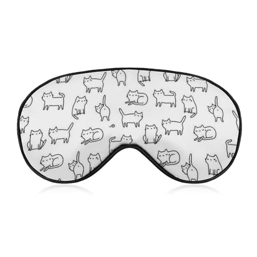 アイマスク 猫柄 ネコ 睡眠アイマスク 目隠し 眼帯 スリープマスク アイピロー 睡眠用 安眠 遮光 軽量 四季 通気性 長さ調節可能 男女兼用 旅行用