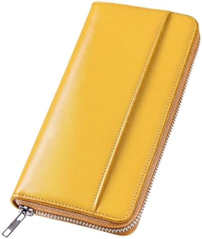 （00:30時点） 財布 メンズ 栃木レザー 長財布 本革 大容量 YKKファスナー 一流の財布職人が作る レディース財布 ウォレット 牛革 小銭入れ サイフ コンパクト シンプル 無地 男性 紳士用 おしゃれ 男女兼用 父の日 母の日 人気ブランド プレゼント (イエロー)