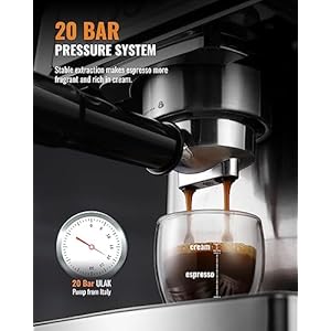 SHARDOR Espresso Machine 20 Bar, Professional Espresso Maker with Milk Frother Steam Wand, Stainless Steel Manual Latte & Cappuccino Maker for Home, Temperature Display, 60 Oz Water Tank, 1350W SHARDOR Espresso Machine 20 Bar Professional Espresso Maker with Milk Frother Steam Wand Stainless Steel Manual Latte Cappuccino Maker for Home Temperature Display 60 Oz Water Tank 1350W