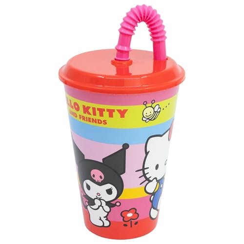 Stor Gobelet réutilisable pour enfant avec couvercle et paille de 430 ml Hello Kitty and Fiends