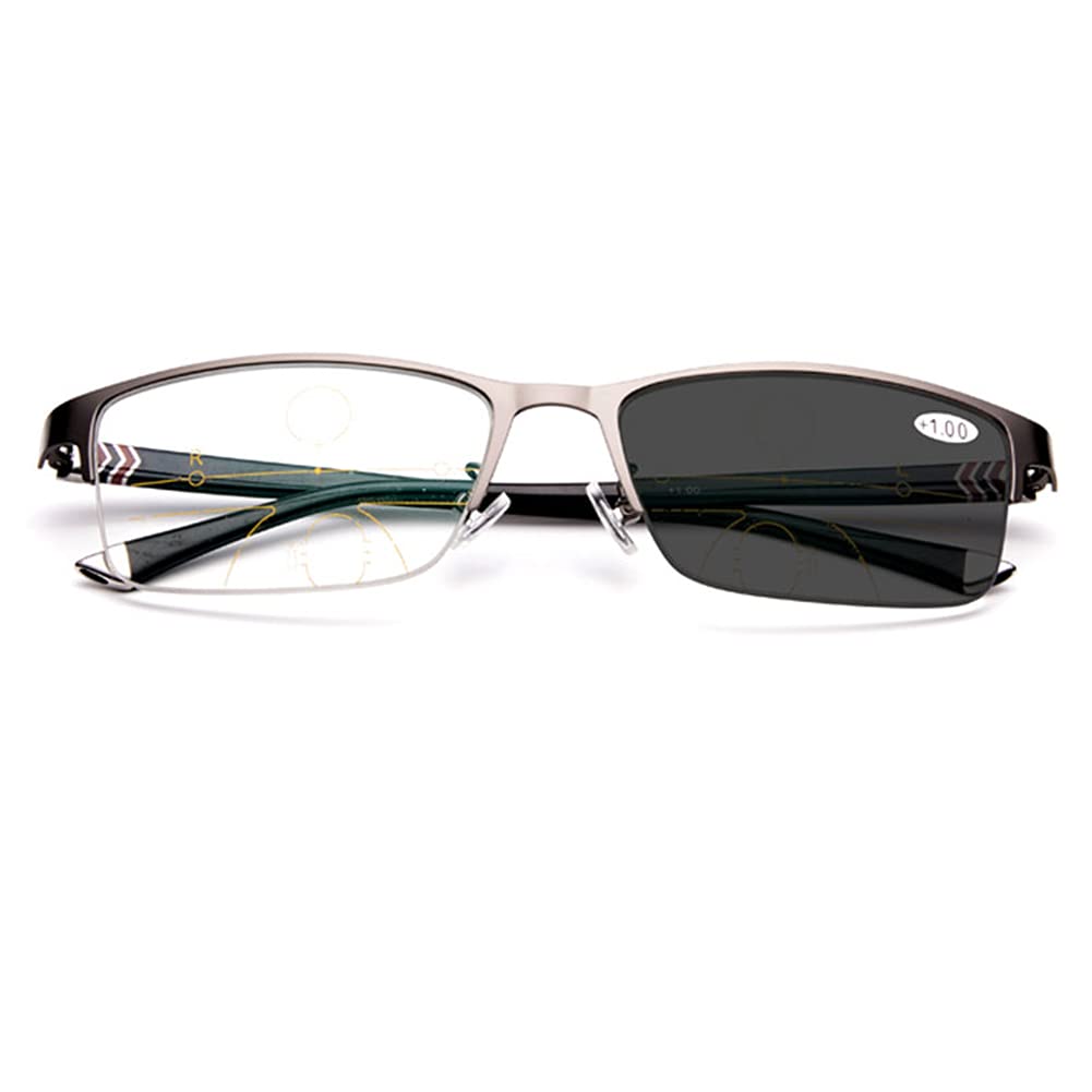 Eyephd Men's A2 Smart Auto-Zoom Progressive Multifocal Reading Glasses, Photochromic Outdoor Sunglasses/Uv400 Magnification +1.0 To +3.0,,+3.0