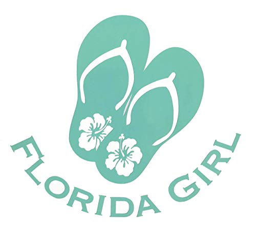 Custom Hibiscus Sandal Florida Girl Vinyl Decal - Flip Flop Bumper Sticker, for Tumblers, Laptops, Car Windows - Personalized Florida Decal