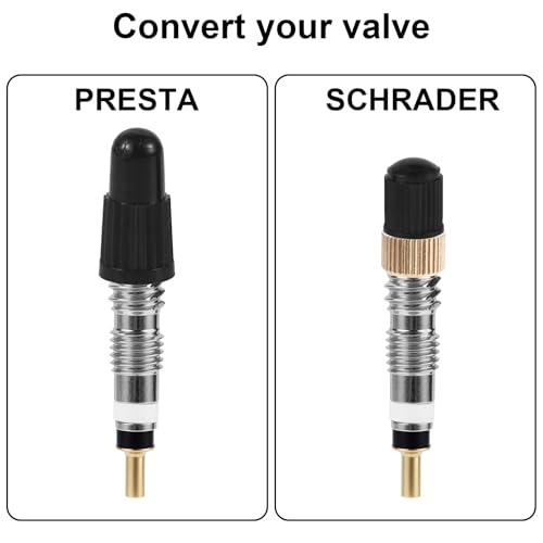 Image of Tinoaly Valve Core Repair Kit, Includes Brass Valve Cores, Caps, Removal Tools, Wrenches, Converters & Nuts, Bike Tire Rebuild Kit Compatible with Presta & Schrader for MTB, Road Bikes, Car Tires