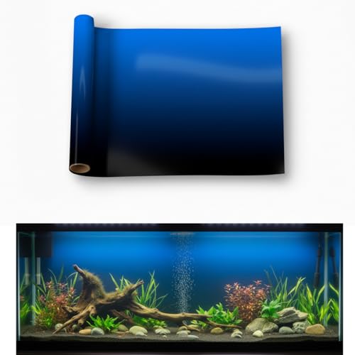 LYYAB Aquarium-Hintergrund, statischer Aufkleber für kleine Aquarien, 35 x 25 cm, schwarz-blauer Farbverlauf, keine Rückstände, wiederverwendbar