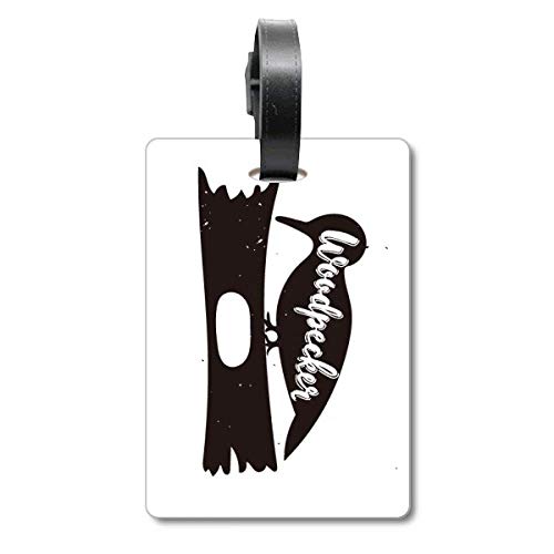 Étiquette de valise Woodpecker animal noir/blanc pour sécuriser vos bagages en vacances