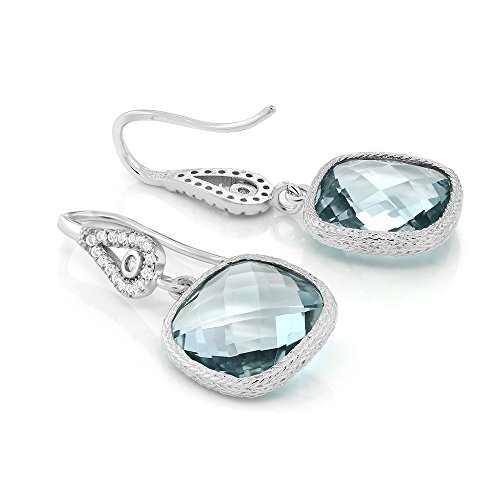 Gem Stone King 11.00 Cttw Simulated Aquamarine Dangle Earrings For Women | 925 Sterling Silver | March Birthstone | Cushion Cut 30X12MM | Fine Jewelry Gifts for Her Mom Women Wife4
