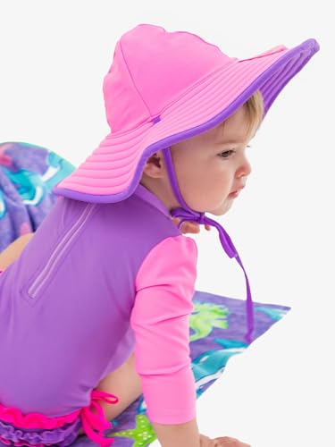 Image of RuffleButts Baby /Toddler Girls UPF 50+ Sun Protective Wide Brim Swimwear Sun Hat
