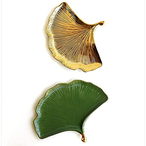 Plato de ginkgo de cerámica decorativo para organizar anillos en el tocador moderno 8