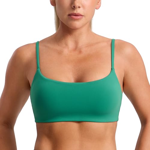 Image of CRZ YOGA Butterbreeze Scoop Neck Sports Bras | Medium Support, Removable Pads, Training, Fast Dry, Spaghetti Straps, U Back, for Women