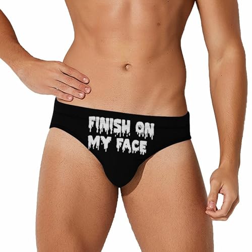 Finish ON My FACE Men's Swim Brief Sexy Bikini Swimwear Swimsuit Trunks Bathing Suits