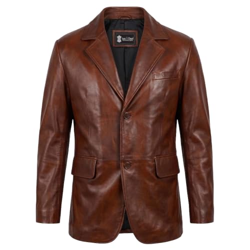 Image of Isaac & David Chicago Lambskin Genuine Casual Wear Leather Blazer Sport Coat Classic Button Closure for Men 2 Button Coat