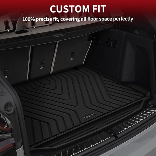 Image of LASFIT Cargo Mats for BMW X3 Gas 2018-2024 30i /M /M40i /M | Without Spare Tire, Not Fit X3 30e or Luggage Compartment Package, All Weather TPE Custom Fit Trunk Liner, Black