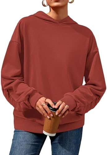 PRETTYGARDEN Hoodies for Women Oversized Pullover Sweatshirts 2025 Ruched Long Sleeve Casual Tops Fall Fashion Y2K Clothes