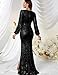 Women's Sexy Long Sleeve V Neck Sequin Long Formal Party Dress Evening Gown Black