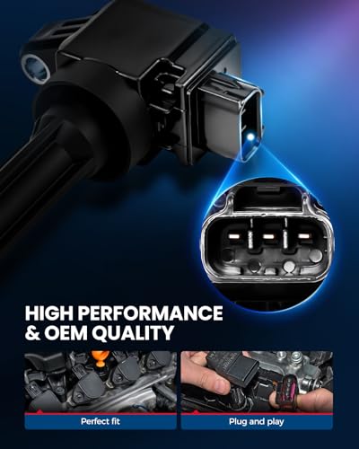 Image of KAX 3 Ignition Coils & 3 Spark Plugs Set for MIT Mirage 2014-2023, UF815 | Fits 2017-2023 Mirage G4, with Magnetic Swivel Spark Plug Socket