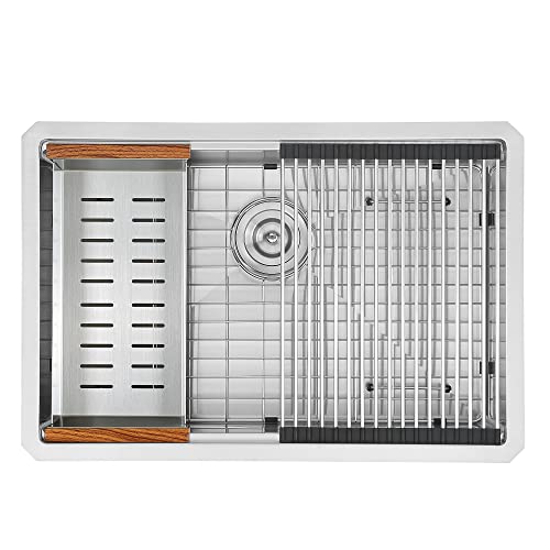 Ancona An-3371 Undermount 28” Single Bowl Workstation Kitchen Sink With Accessories In Satin Stainless Steel #TOP23