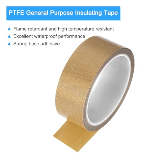 Image of MECCANIXITY 1 Pcs High Temperature Tape 35mm PTFE Coated Fabric Tape Heat Resistant Tape for Vacuum Sealers Adhesive Tape 10m /33ft Brown 0.18mm Thickness