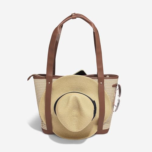 Sac fourre-tout en raphia brun clair Stackers tressé à la main