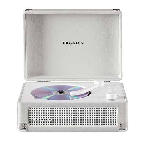 Image of Crosley CR3505A-WS Cruiser Retro Portable CD Player with Stereo Bluetooth Speakers and FM Radio, White Sand