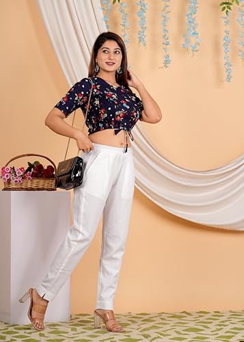 Image of Yash Gallery Women's Cotton Zig-Zag Printed Regular Regular Fit Short Sleeve Blouse