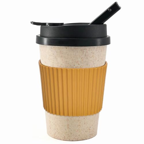 YIGOGOYI Portable Coffee Cup with Ceramic Bowl & High-Temperature Silicone, Fashion Design For Concealed Gatherings (Khaki)