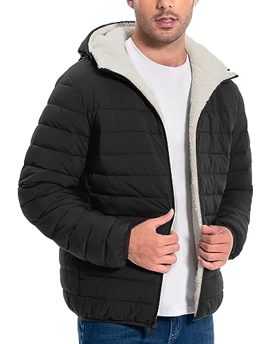 Pioneer Camp Men's Winter Puffer Jacket Sherpa Lined Hooded Water Resistant Midweight Warm Insulated Quilted Down Coat Parka