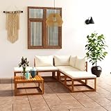 Photo Gallery teenpull set di 6 mobili da giardino in legno massello di acacia con cuscini color crema, set modulare per esterni per balcone e giardino, resistente alle intemperie Photo Gallery teenpull set di 6 mobili da giardino in legno massello di acacia con cuscini color crema, set modulare per esterni per balcone e giardino, resistente alle intemperie