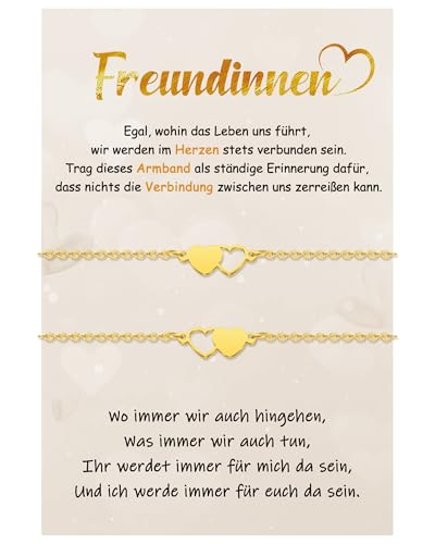 CheersLife Freundschaftsarmband für 2,Goldene Herz Armband Freundschaft,Freundschaftsarmbänder,Beste Freunde Geschenke,Armband Damen Mädchen - Weihnachten Geburtstagsgeschenk