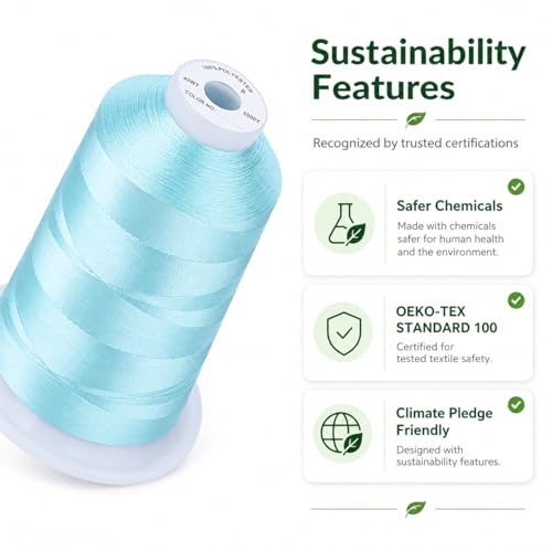 Image of Simthread Embroidery Machine Thread 5000M 40WT Polyester, Summer Sky S052 | 5000M 40WT polyester thread feeds smoothly for home or commercial embroidery projects.