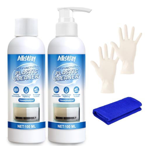 AllisWay Sbiancante per Plastica Ingiallita, Sbiancante Plastica Ingiallita, Rinnova plastica Pulizia Profonda Sicuro e Delicato, Ampiamente Applicabile, 2pcs*100ml