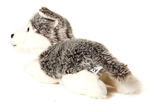 Uni-Toys - Husky Welpe grau, liegend - 23 cm (Länge) - Plüsch-Hund, Haustier - Plüschtier, Kuscheltier