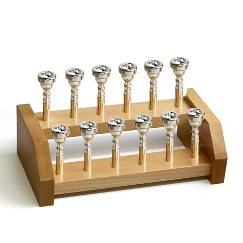 Falnvita Trumpet Mouthpiece Holder,12-Slot Wooden Stand, 2-Tier Display & Storage Rack, Keeps...