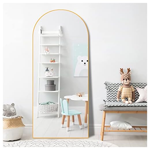 Manocorro Full Length Mirror 65"×22", Arched Mirror, Floor Mirror with Stand, Full Body Mirror, Hanging or Leaning Against Wall, Gold Arch Standing Mirror Large Bedroom Mirror for Cloakroom (Gold)