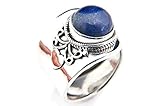 Hergestellt in Indien Lapis Lazuli Ring 925 Silber Sterlingsilber Damenring blau verstellbar (MRI 61-06)