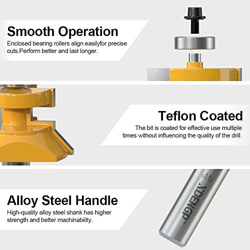 Image of 2 PCS 1 /2 Inch Shank Tongue and Groove Router Bit Set Flooring, Shaker Style Tongue Groove V Notch Wainscotting Boards Panel and Flooring Matched Edge Banding Milling Router Bit Set Complete