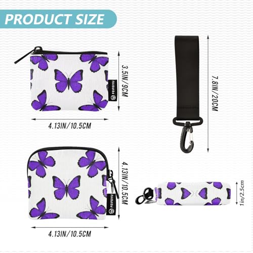 Animal Lavender Butterfly Dual Wristlet Wallets for Women Small Detachable Business Card Case Money Organizer with Wristlet Strap for Work Travel 2 Pcs4