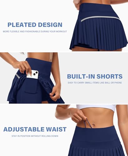 Image of JoyGirl Womens Pleated Tennis Skirt with Shorts High Waisted Golf Skort Mini Skirt Workout Skirt Athletic Skorts with Pockets