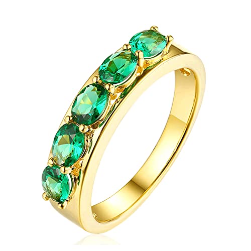 Aeici 18Ct Gold Wedding Band, 0.7Ct Oval Shape Emerald Engagement Rings For Women Promise Ring Size 9.5 #TOP7