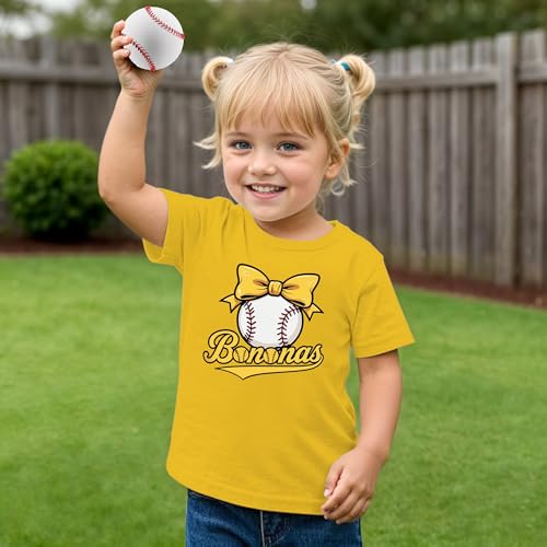 Baseball Shirts Toddler Girls Cute Bow Baseball Team Fan T-Shirt Funny Game Day Short Sleeve Tee Top 3-8 Years2