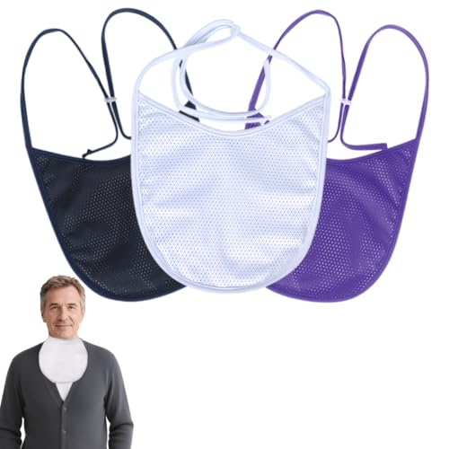 Breathable Tracheostomy Cover – Soft Neck Stoma Protector with Filter & Adjustable Straps, Laryngectomy Supplies – 3 Pack / 5 Pack (White&Navy&Purple-3Pcs, Large)