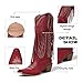 Grakihily Cowgirl Boots for Women Retro Pointed Toe Pull On Block Chunky Heel Embroide Tassel Country Concert Outfits Mid Calf Western Fringe Cowboy Boots,Red Size 7